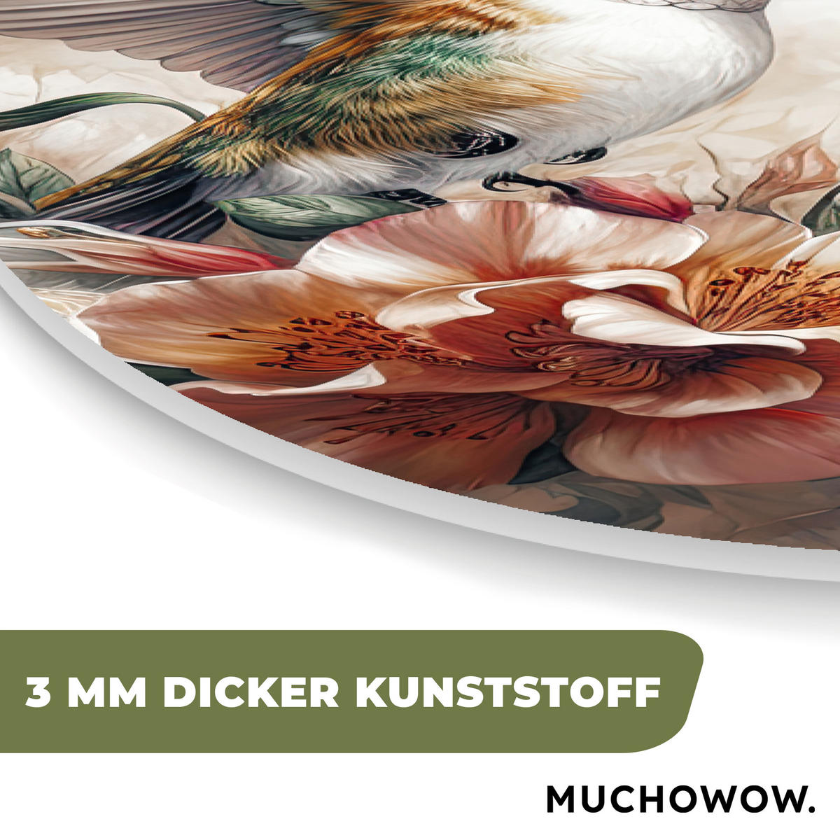 WANDBILD Kolibri - Vögel - Blumen - Natur 40x60 cm - Altrosa, Kunststoff (40/60cm) - MuchoWow