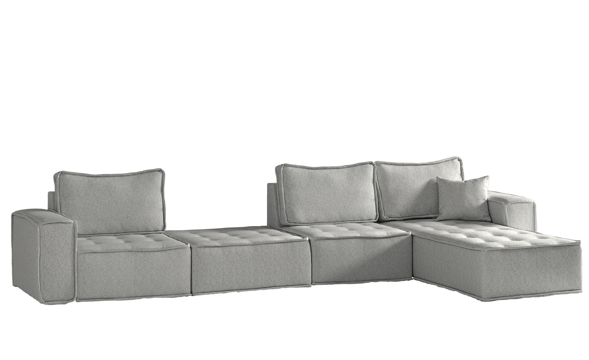 ECKSOFA Sande Xl In Alpine - Hellgrau, Holzwerkstoff/Textil (372/192cm) - Fun Möbel