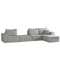ECKSOFA Sande Xl In Alpine - Hellgrau, Holzwerkstoff/Textil (372/192cm) - Fun Möbel