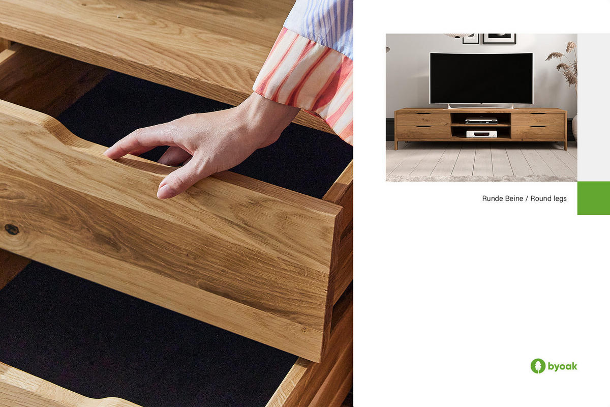 TV-SCHRANK PAUL - Wildeiche, Holz (200/48/50cm) - byoak