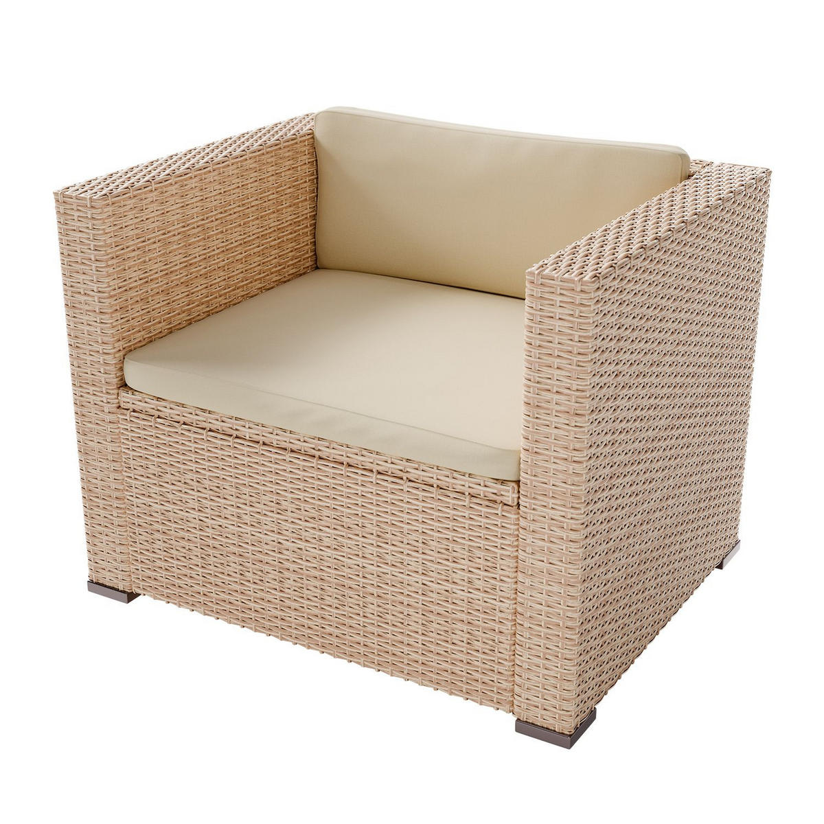 LOUNGEGARNITUR Punta Cana 4-tlg. - Beige/Creme, Kunststoff/Metall - Juskys