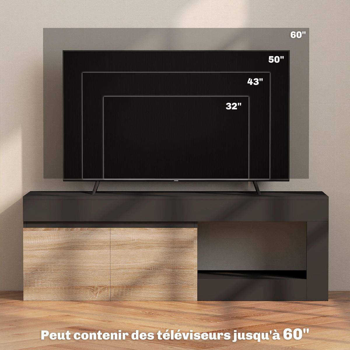 LOWBOARD DE-16147 140/40/48 cm Schwarz - Schwarz, Holzwerkstoff (140/48/40cm) - ComfortXL