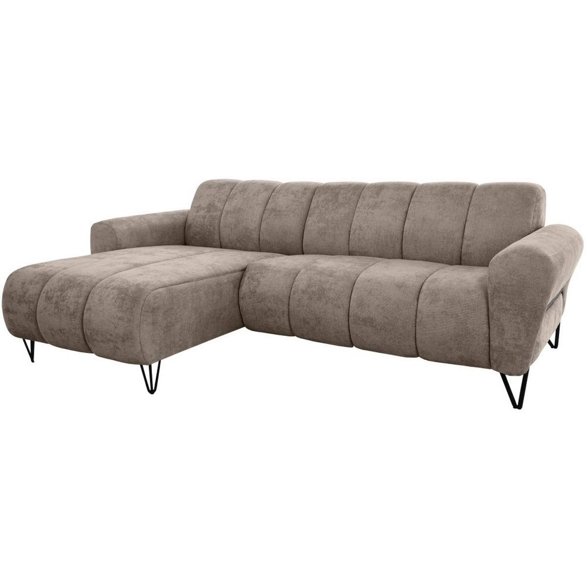 ECKSOFA Volare Mini ohne Schlaffunktion braun links, Vega-Stoff - Schwarz/Braun, Textil/Metall (256/165cm) - Beautysofa