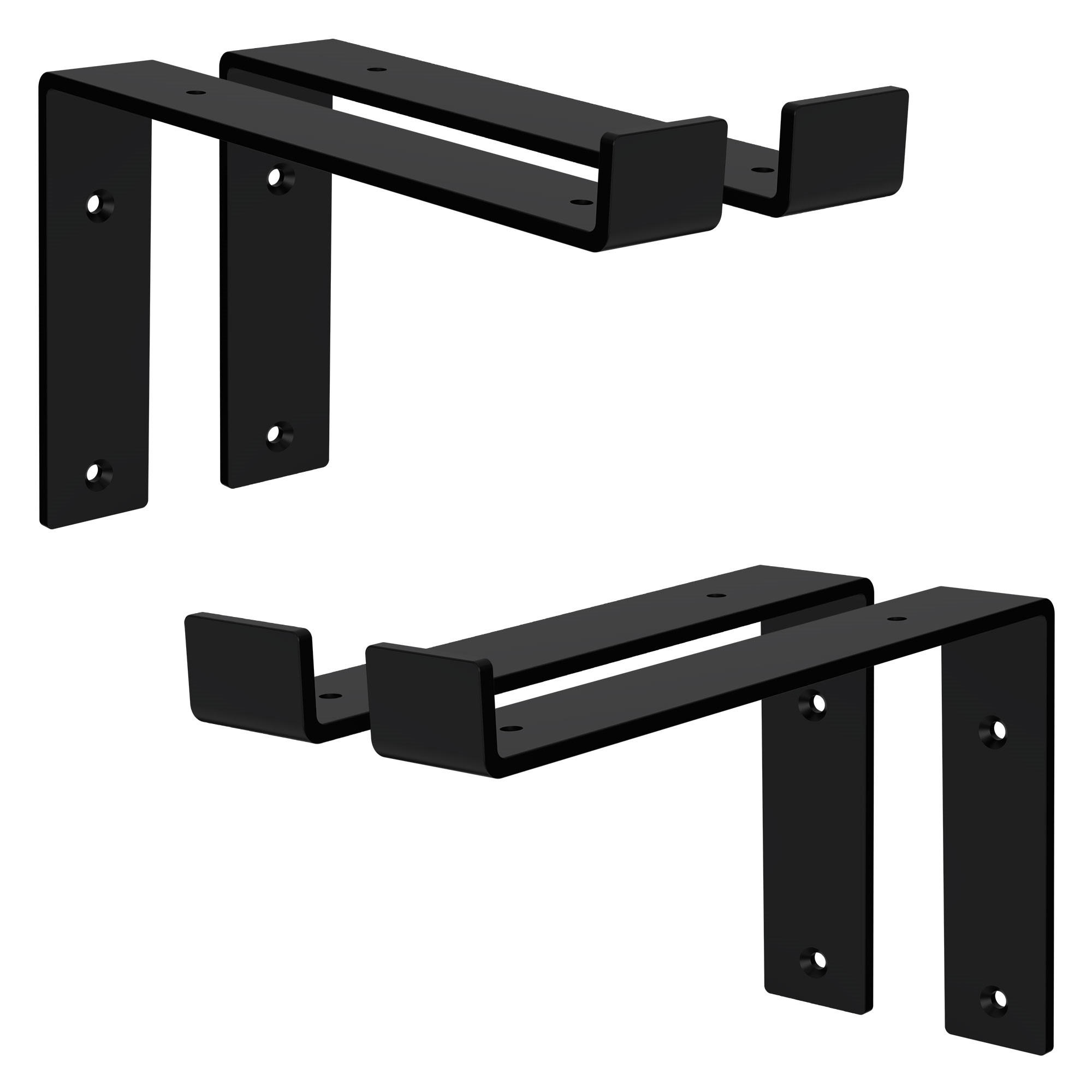 REGALHALTERUNG 2er Set - Schwarz, Metall (14.5/4/25cm) - ML-DESIGN