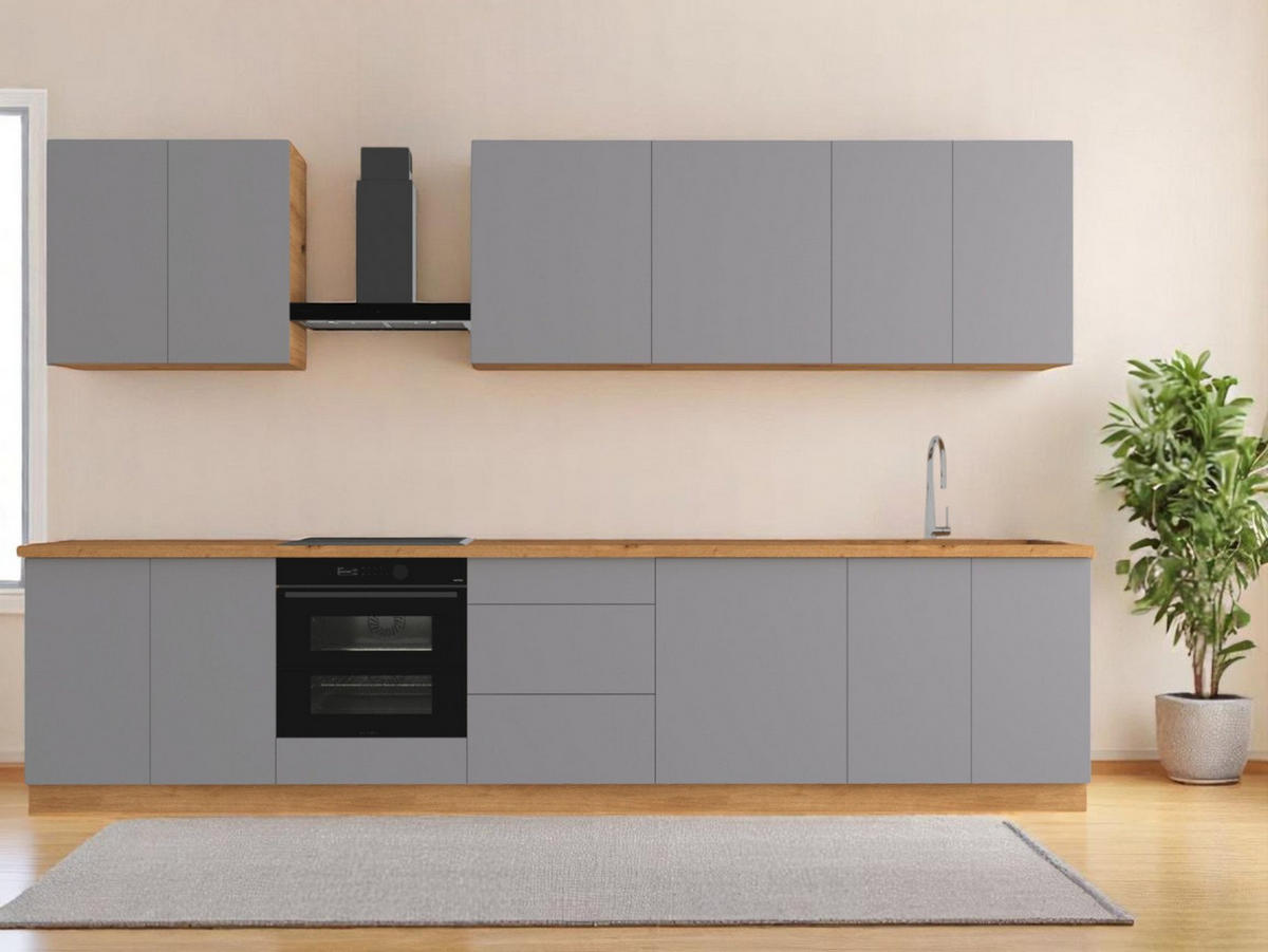 KÜCHENZEILE 340 cm – Nexa K89-G340 – in Beige / Matt - Beige, Holz (340/212/58cm) - ROYAL24_MARKT