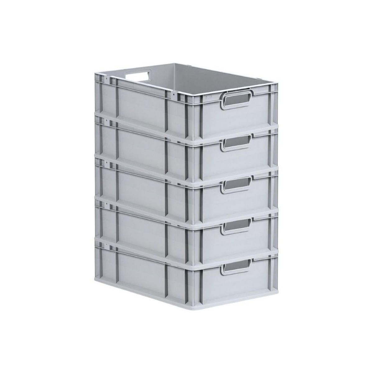 EUROBOX 5x Nextgen Economy Mit Scharnierdeckel Grau/GrünGriffe Offen 34 Liter - Grün, Kunststoff (40/17/60cm) - PROREGAL
