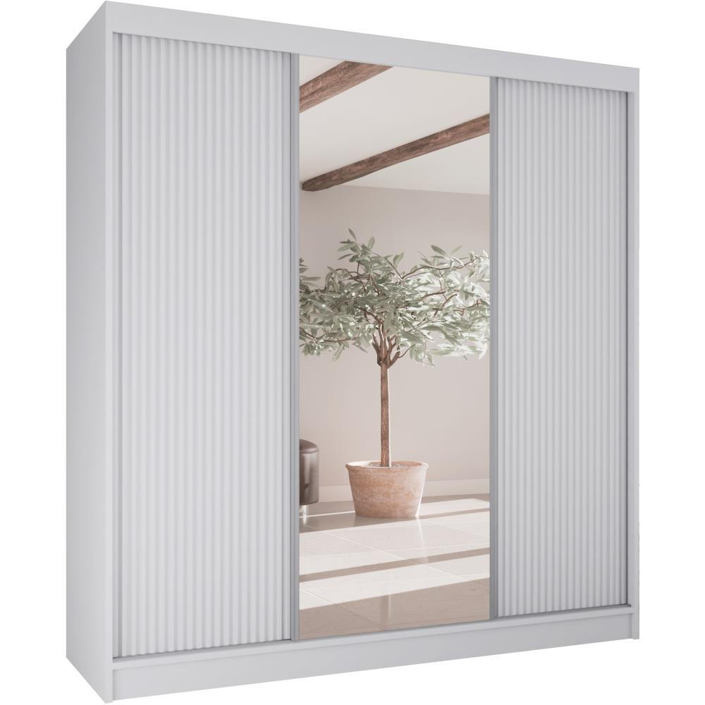 SCHWEBETÜRENSCHRANK Ramos II 200/61/215 eiche weiß - Weiß, Holzwerkstoff (200/215/61cm) - Beautysofa