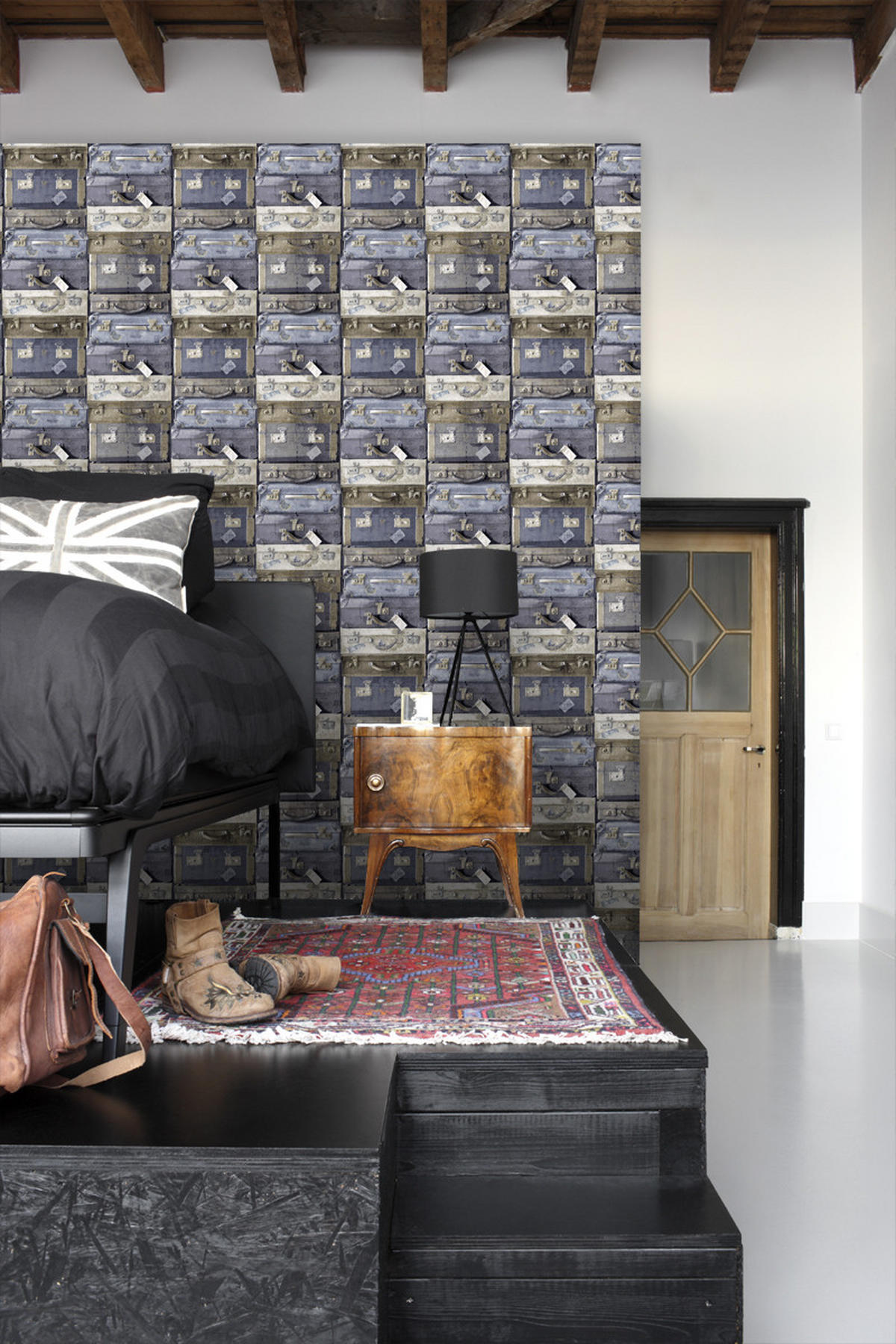 TAPETE Vintage Koffer 53 cm x 10.05 m - Blau, Papier (53/1000cm) - ESTAhome