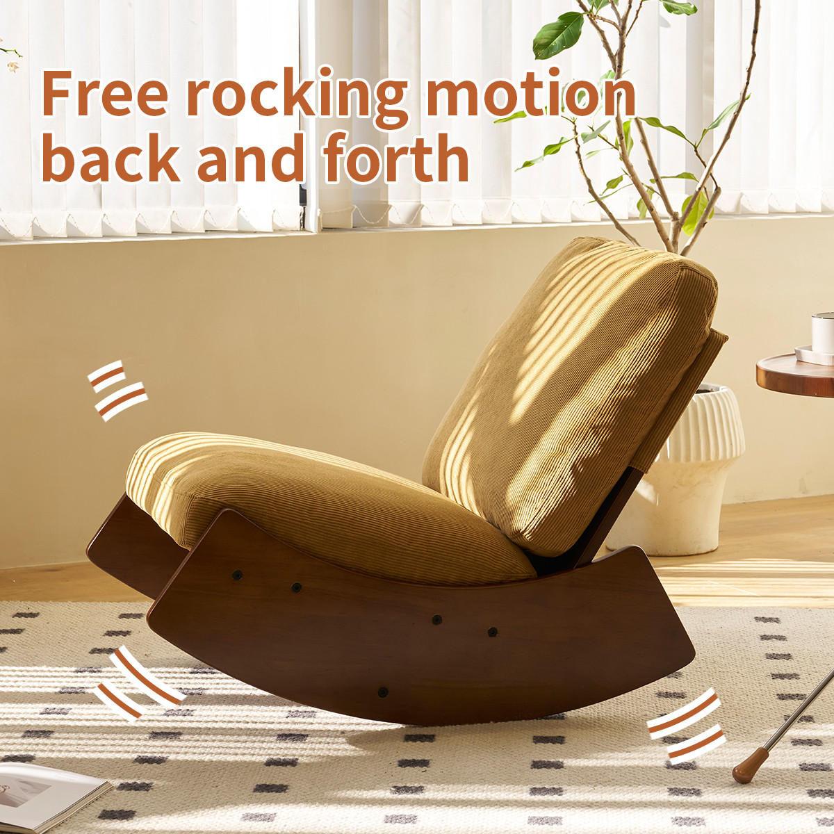 SCHAUKELSTUHL Massivholz Cord-Stoff Ergonomisch Relaxsessel - Orange, Textil (90/71.9/61.5cm) - Urban Meuble