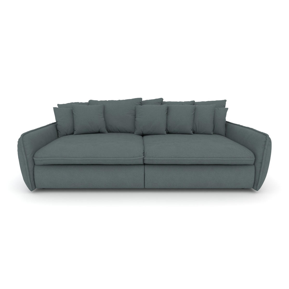BIGSOFA Hereford Flachgewebe Grau inkl. 11 Kissen 234/131/61 cm - Blaugrau, Kunststoff/Textil (234/61/131cm) - foamnova