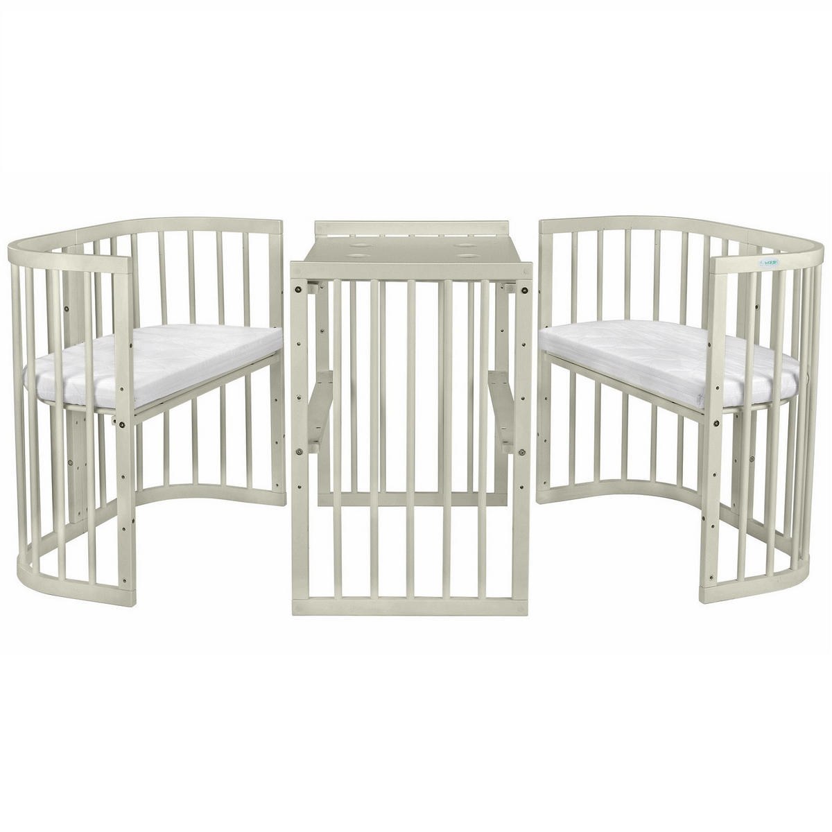 BABYBETT OLIVE, 7in1 mit Matratze - Olivgrün, Holz (73/123cm) - waldin