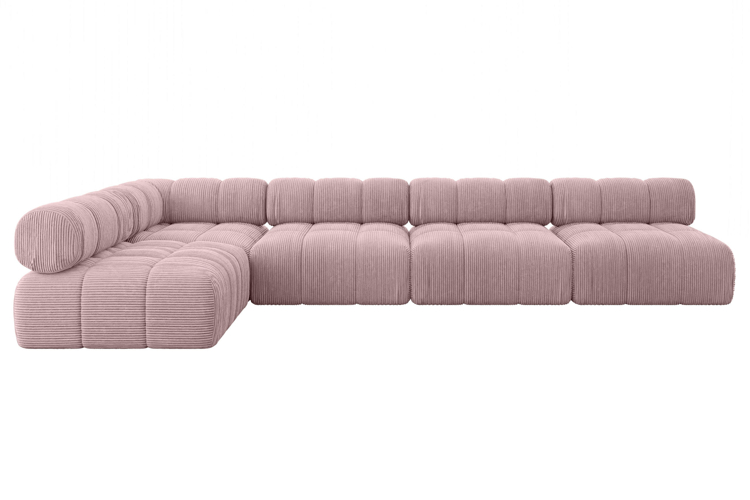 ECKSOFA modulares Sofa Samaro-L3 - 380x190x70 cm Rosa Cord - Rosa, Holzwerkstoff/Textil (380/190cm) - ALTDECOR