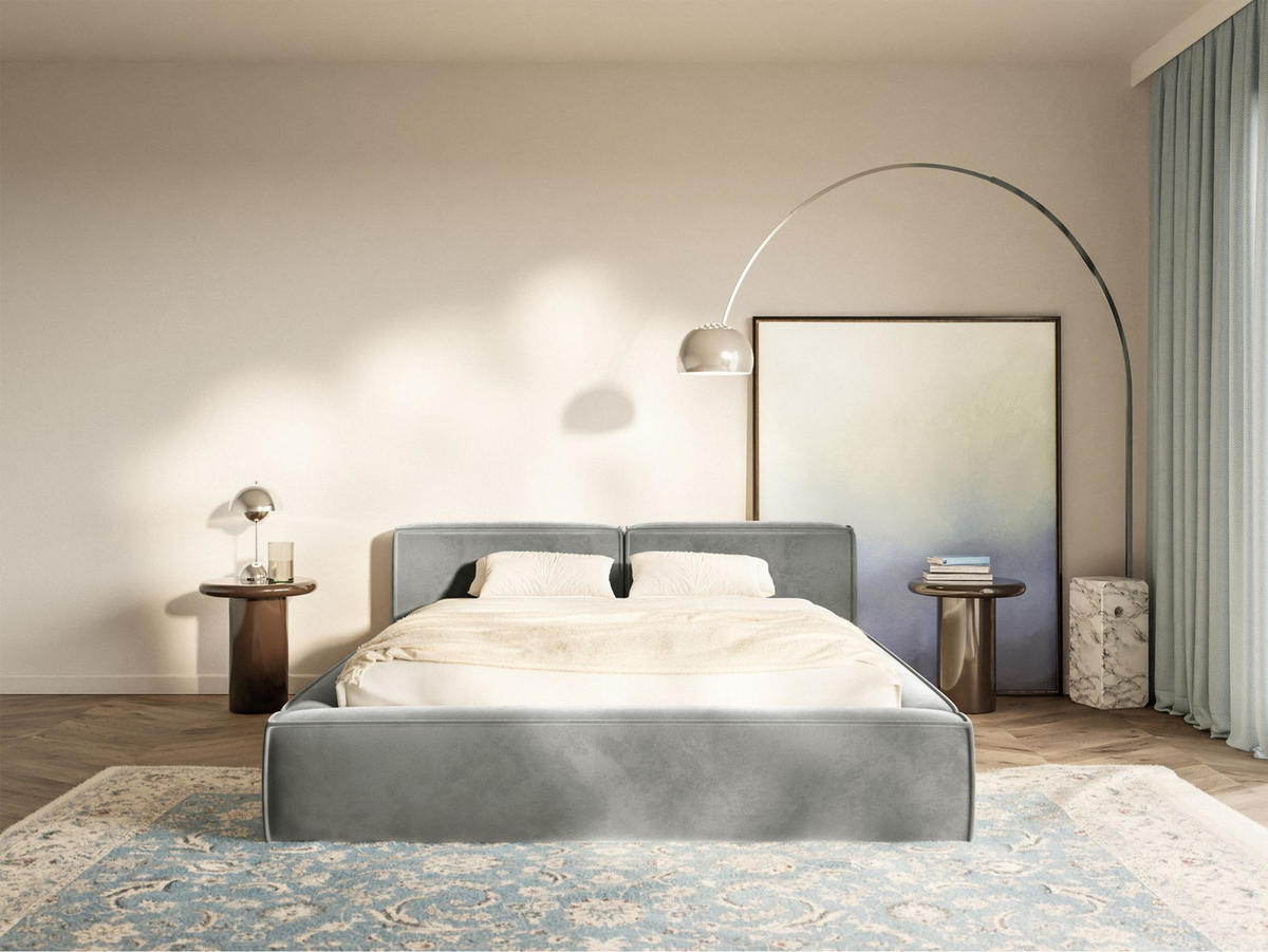 POLSTERBETT Tilves Slim Grau 160x200 cm - Schwarz/Grau, Kunststoff/Textil (160/200cm) - Selsey