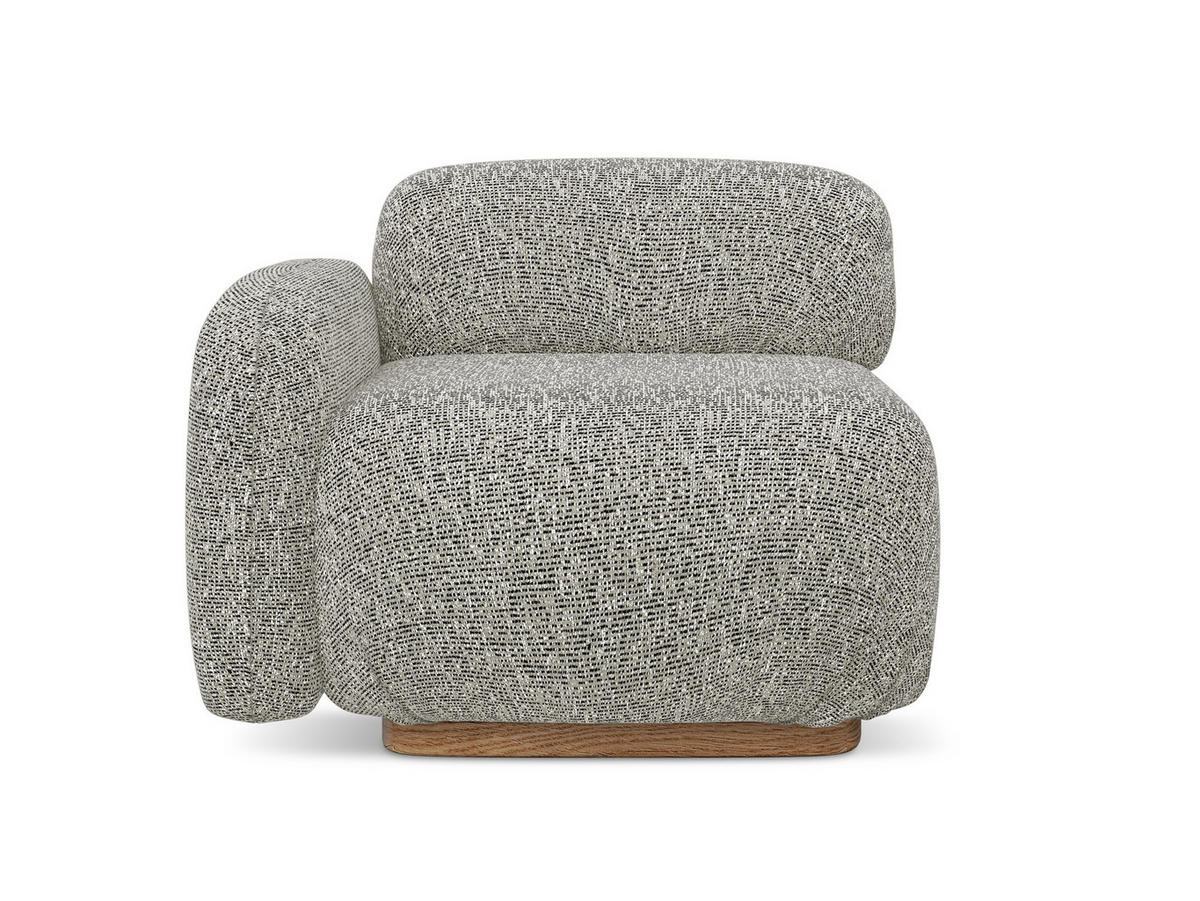 SOFAELEMENT Links Strukturstoff Stoff Beige - Beige/Braun, Holz/Textil (95/73/95cm) - Makamii