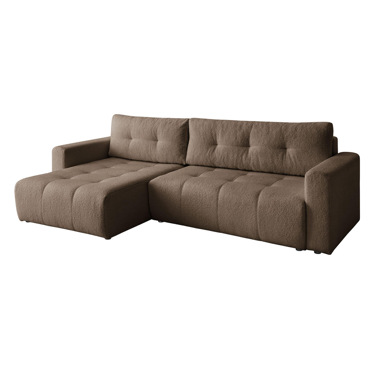 ECKSOFA WALONGO mit Schlaffunktion, Braun - Braun, Textil (261/143cm) - Fedve
