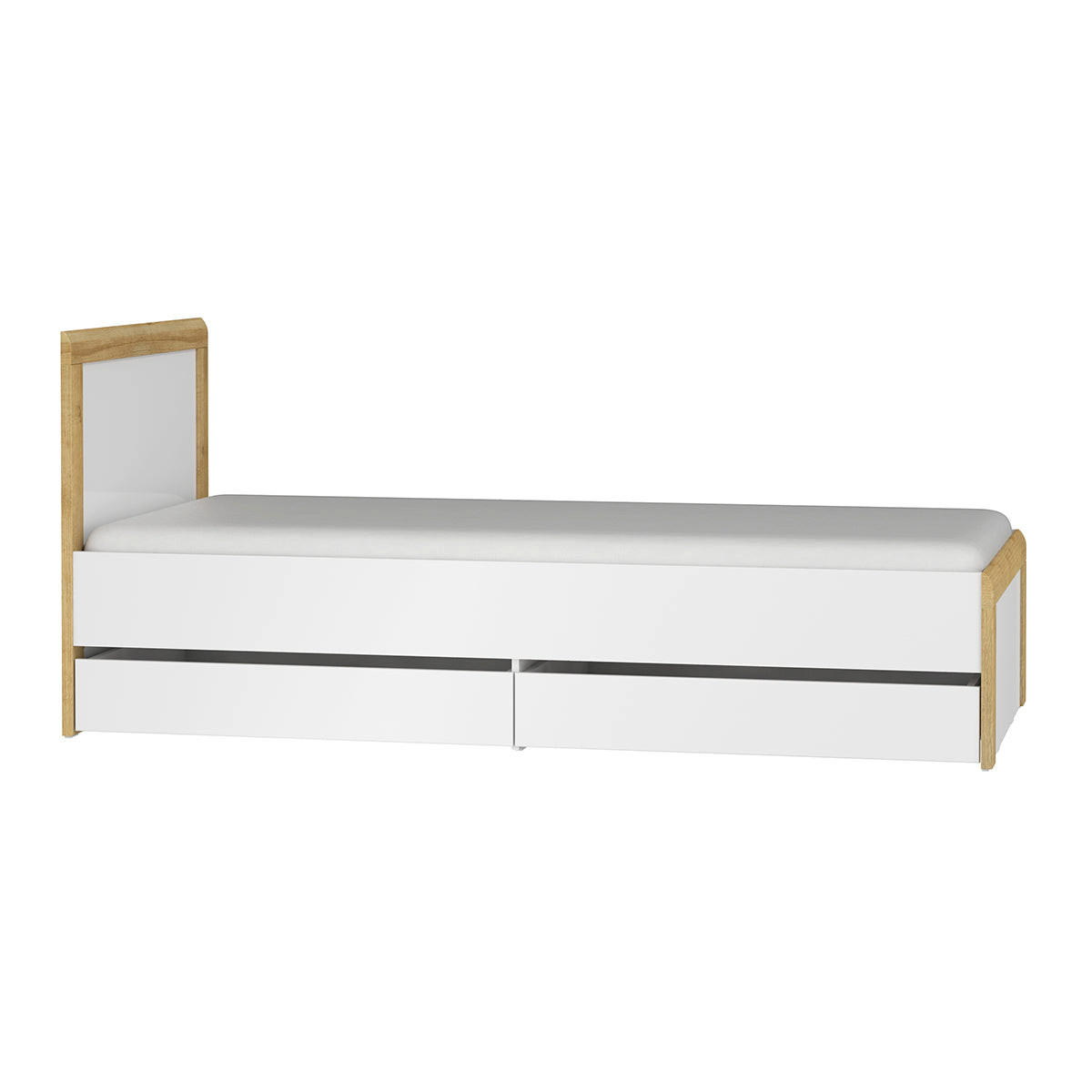 BETT 90/200 Teo Weiß und Holz - Weiß, Holzwerkstoff (90/200cm) - Petits-meubles