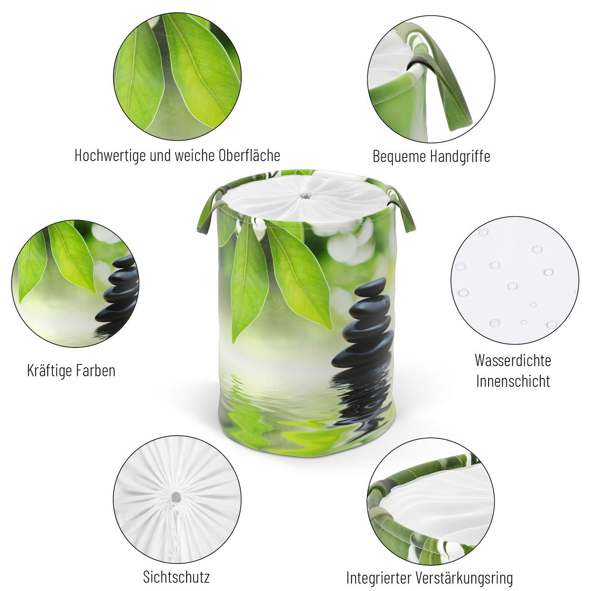 WÄSCHEKORB Harmony - Grün, Textil (37/55/55cm) - Sanilo