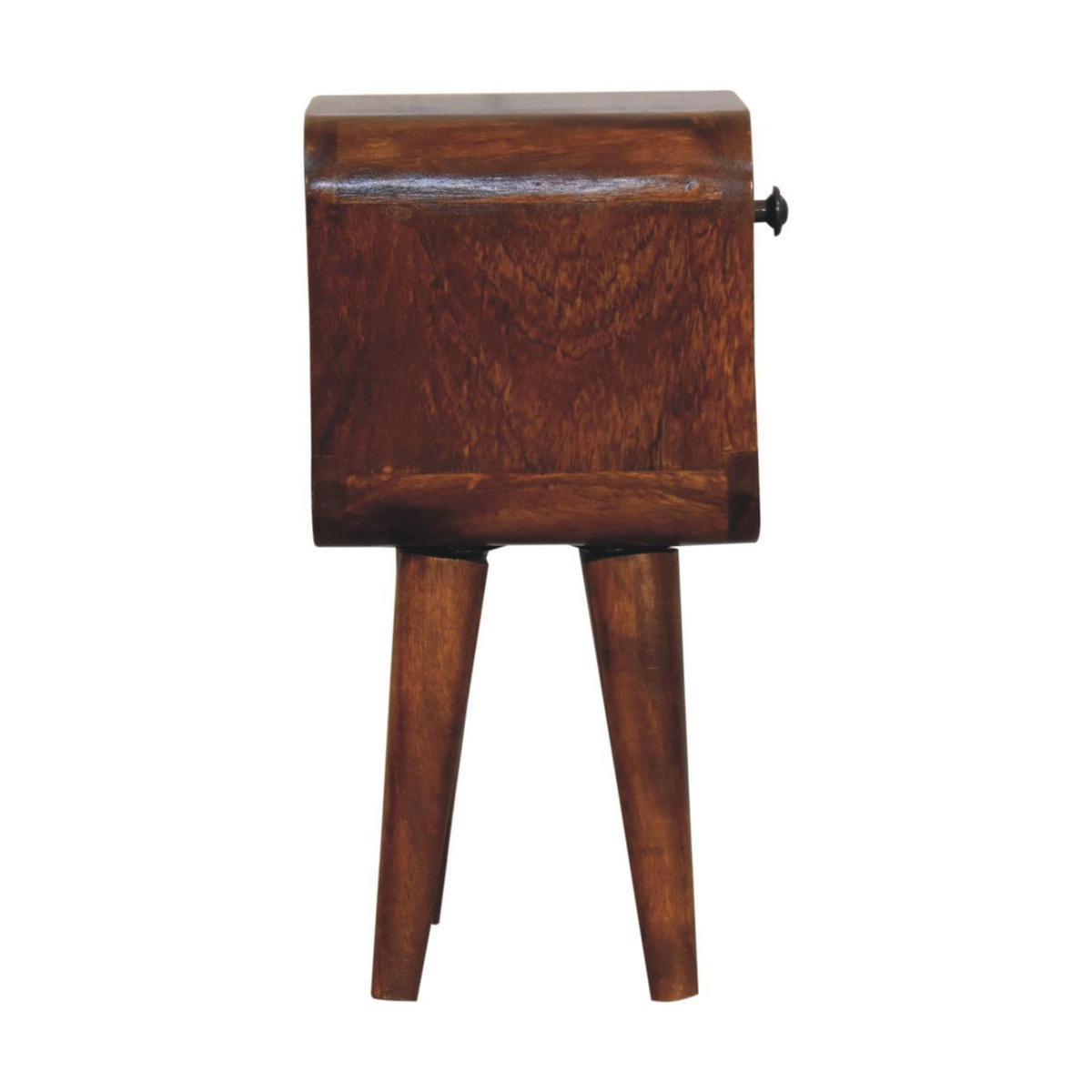 NACHTTISCH Extra Mini Curve Lower, 1 Schublade ,1 Offenes Regal, Braun - Messingfarben/Braun, Mangoholz/Holz (20/40/20cm) - Artisan Furniture