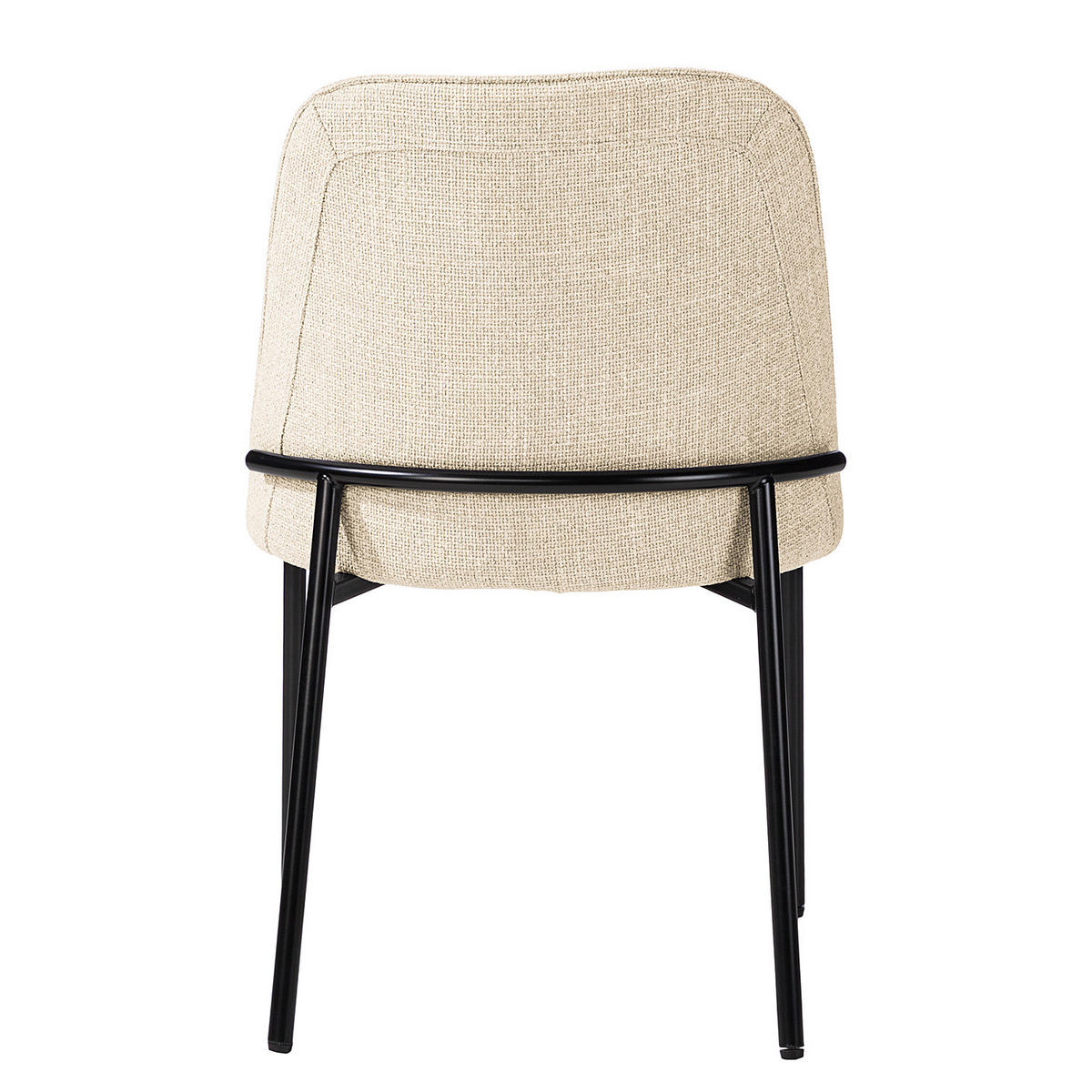 POLSTERSTUHL - Strukturstoff / Stahl, 2er-Set - Creme/Schwarz, Metall (57/85/52cm) - home24