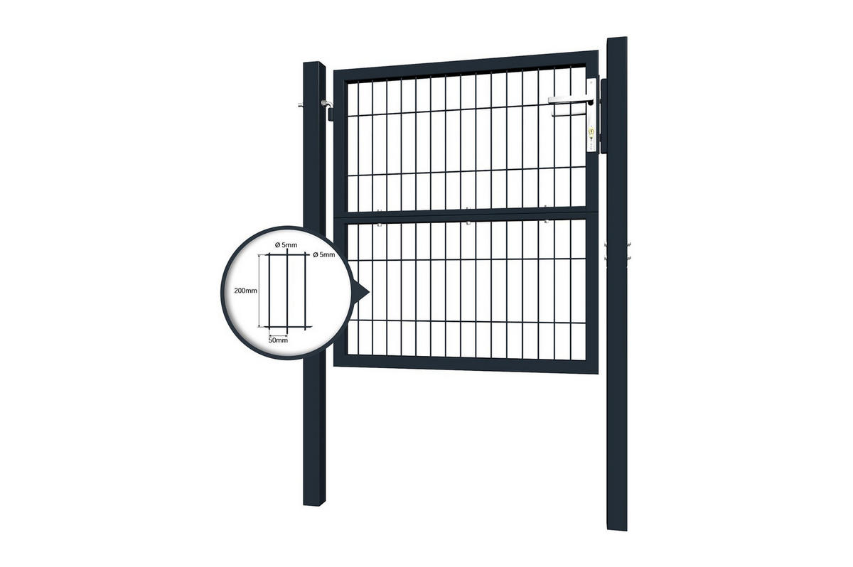 GITTERTOR Razo grau 1m H.100cm Metall - Grau, Metall (106/106cm) - Casanoov