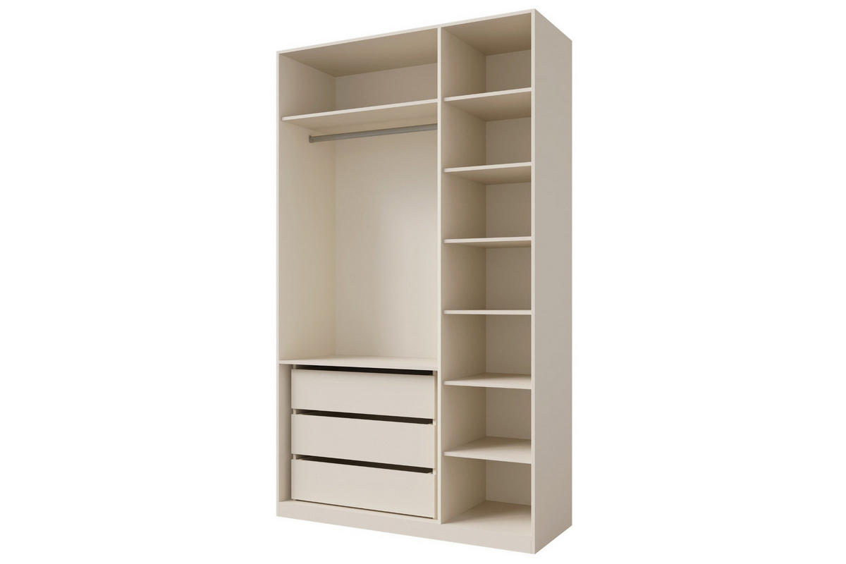 KLEIDERSCHRANK SUN 135/237/60 cm in Macadamia mit Spiegel - Kaschmir, Holzwerkstoff (135/237/60cm) - Deine Möbel 24