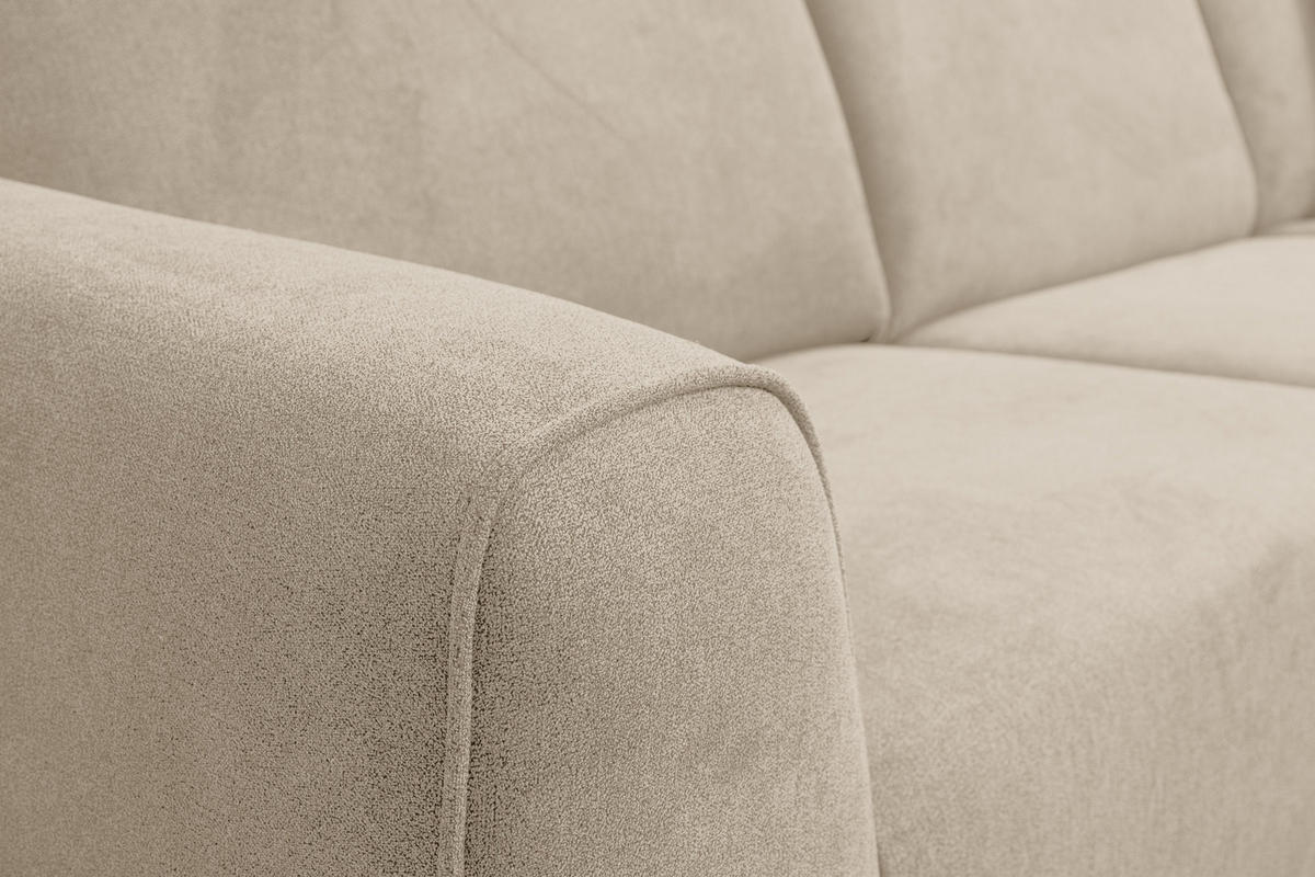ECKSOFA Mula in L-Form, Coach Farbe: Beige, Velourstoff, Ottomane Rechts - Beige, Textil (274/210cm) - VENASI MÖBEL