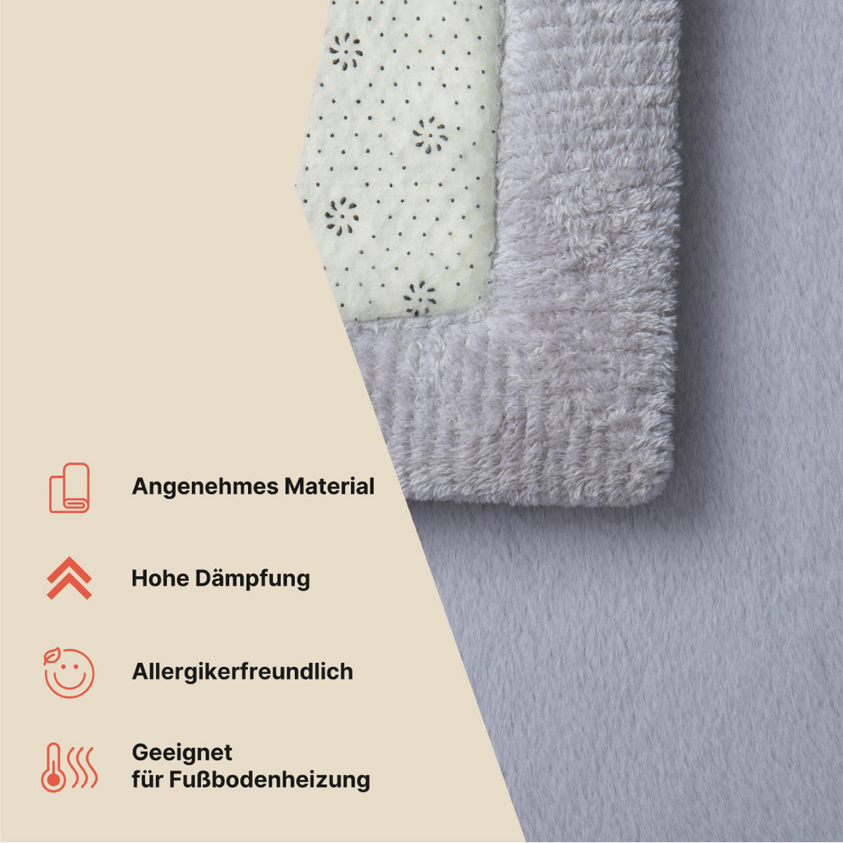 KINDERTEPPICH FLUFFIN hellgrau kuschelig waschbar 150/200 cm - Hellgrau, Textil (150/200cm) - Tapiso