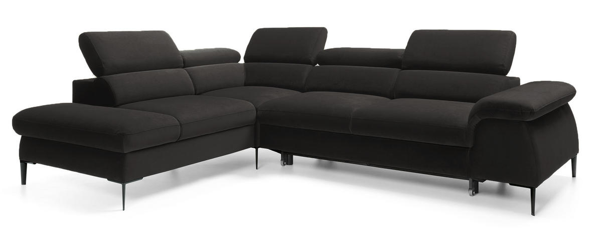 SCHLAFSOFA 280 cm Amaro L mit verstellbaren Kopfstützen, Links, Schwarz - Schwarz, Holz (280/214cm) - Emporius