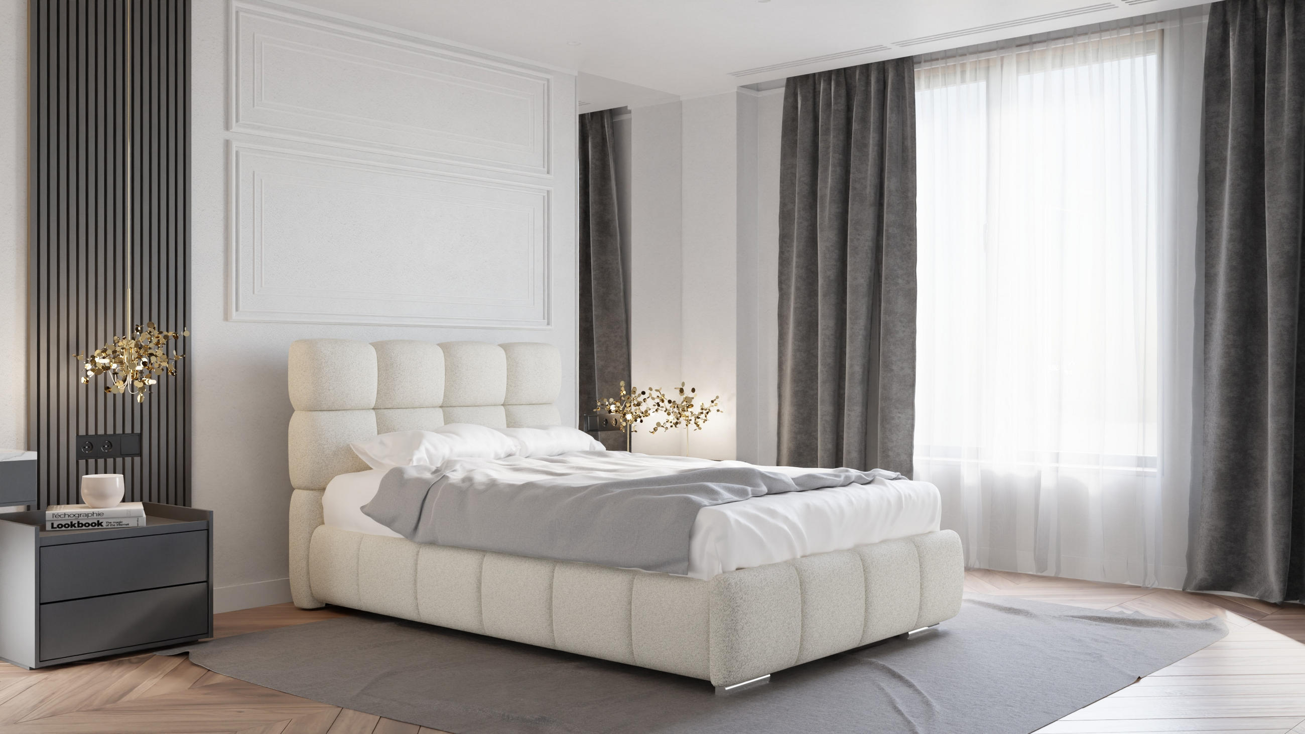 POLSTERBETT Bliss 120 x 200 cm mit Bettkasten und Lattenrost Taschenfederkernmatratze KOKOS H3 / H4 - beige - Beige, Holz (120/200cm) - Panda Möbel