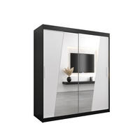 SCHWEBETÜRENSCHRANK 200/180/62 2-türig - Silberfarben/Schwarz, Holz/Kunststoff (180/200/62cm) - Abiks Möbel