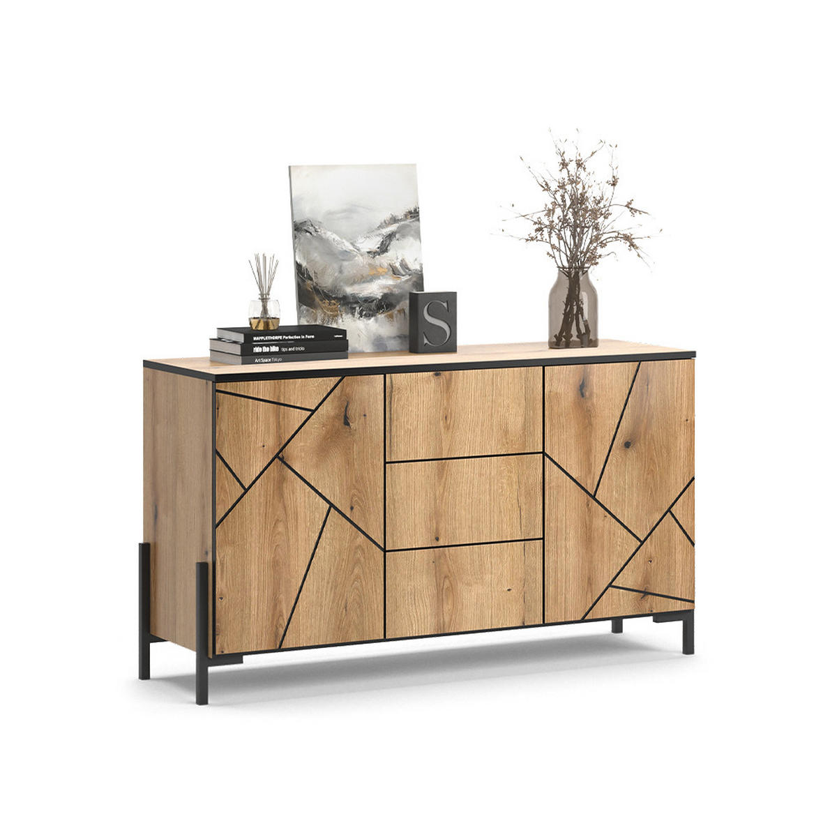 KOMMODE Hatto Eiche 124 x 69.6 cm - Eichefarben, Holzwerkstoff (124/69.6/39.7cm) - Vicco