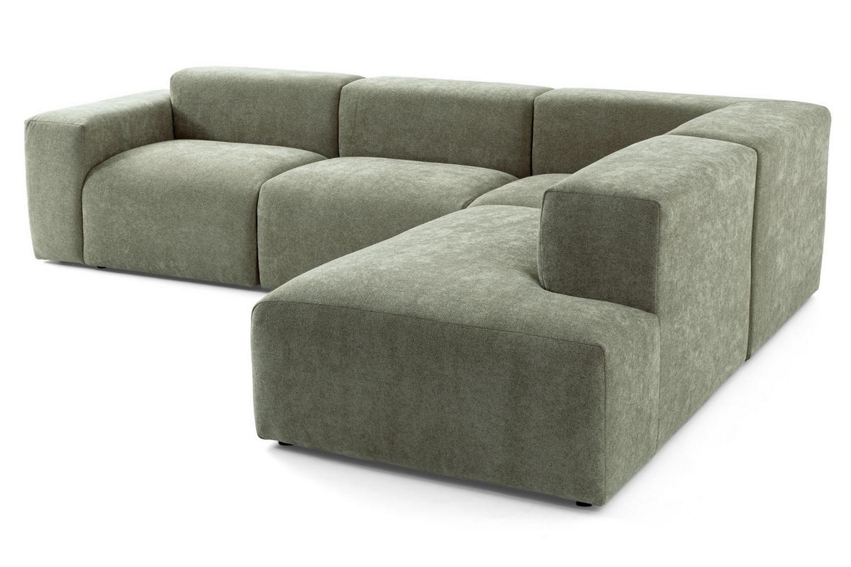 4-SITZER modulares Ecksofa HEAVEN SET 2 Rechts, Breite 300 cm Webstoff Grün - Schwarz/Grün, Holz/Kunststoff (245/300cm) - Muffo