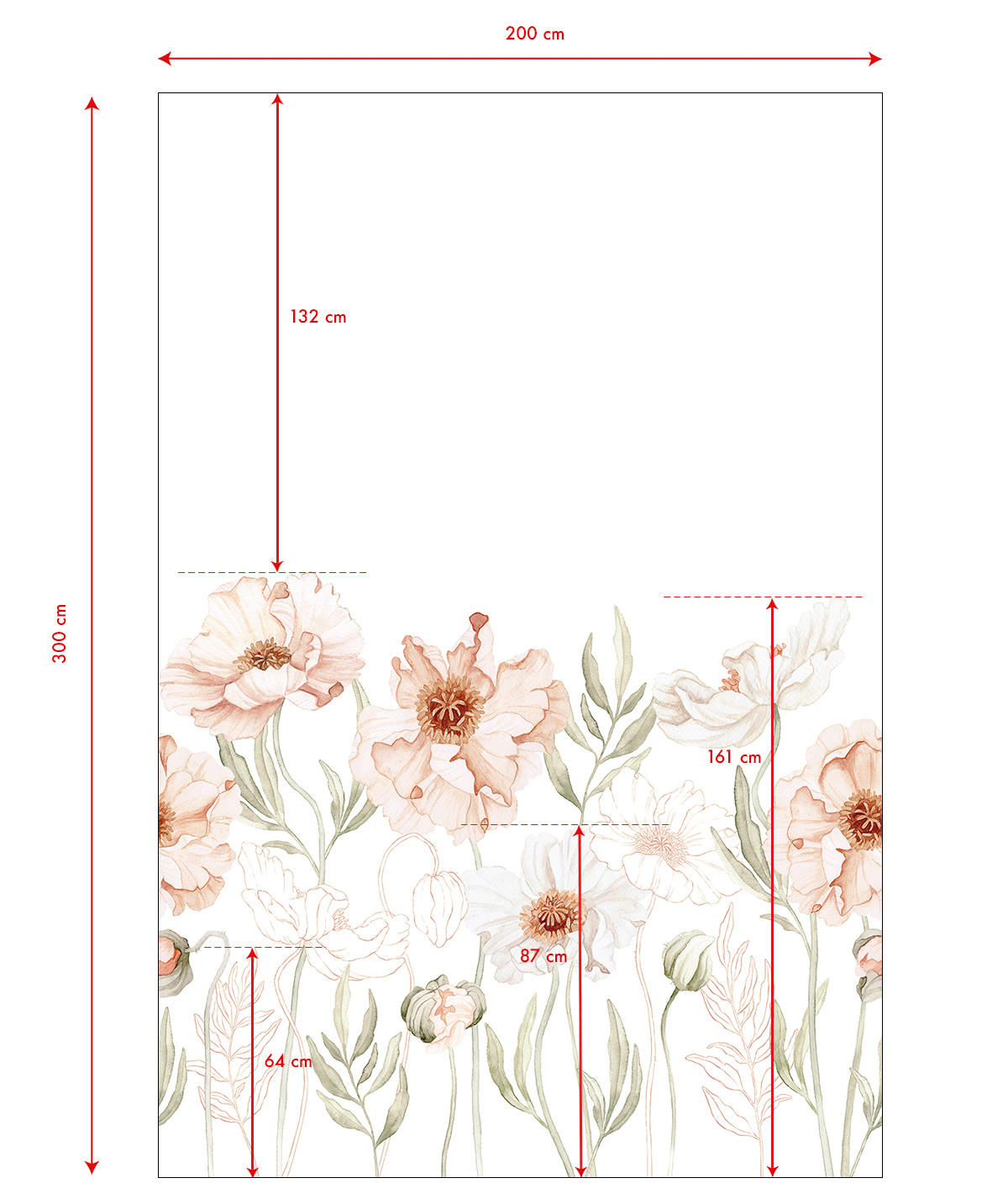 VLIESTAPETE Islandic Poppies, Mohnblumenfelder 2m x 3m, rose - Pink, Papier (300/200cm) - Lilipinso