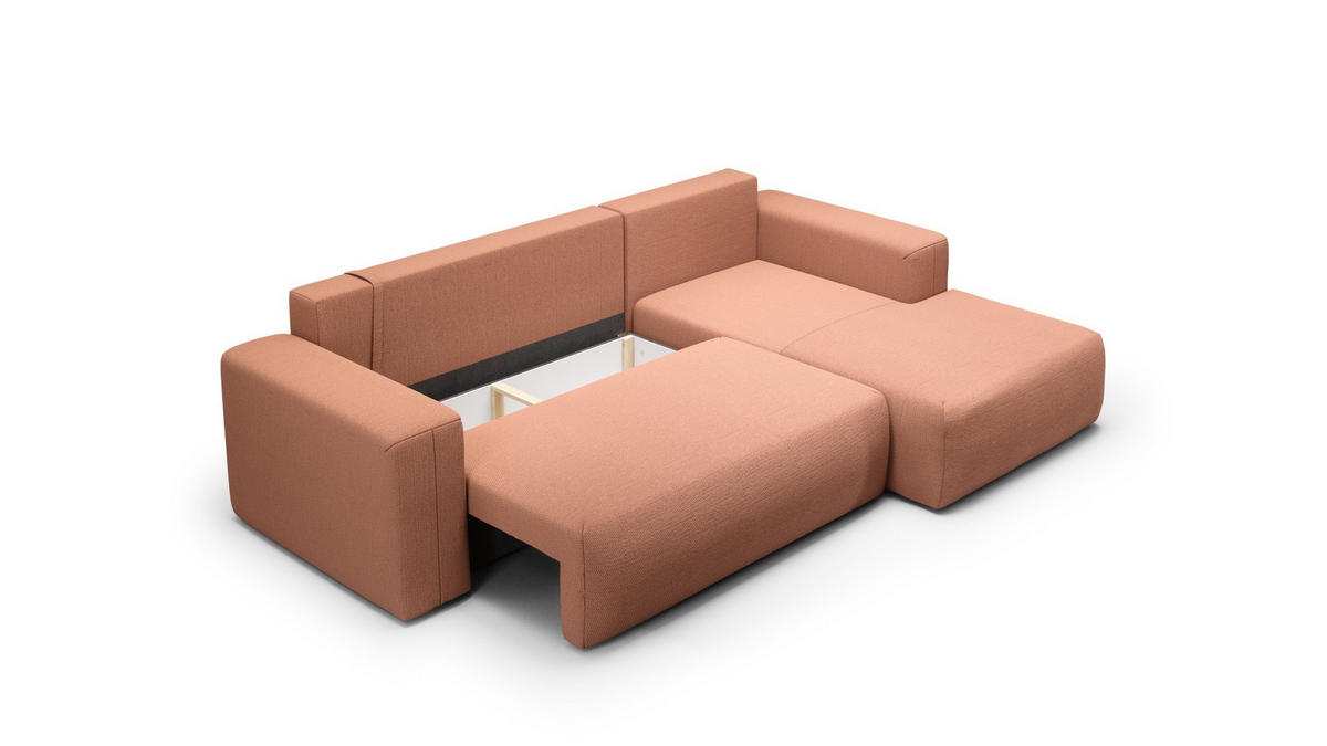 ECKSOFA aus Polyester Revolto L 6 Sitzer, Orange (Aragon 56) - Orange, Textil (268/163cm) - Meblito