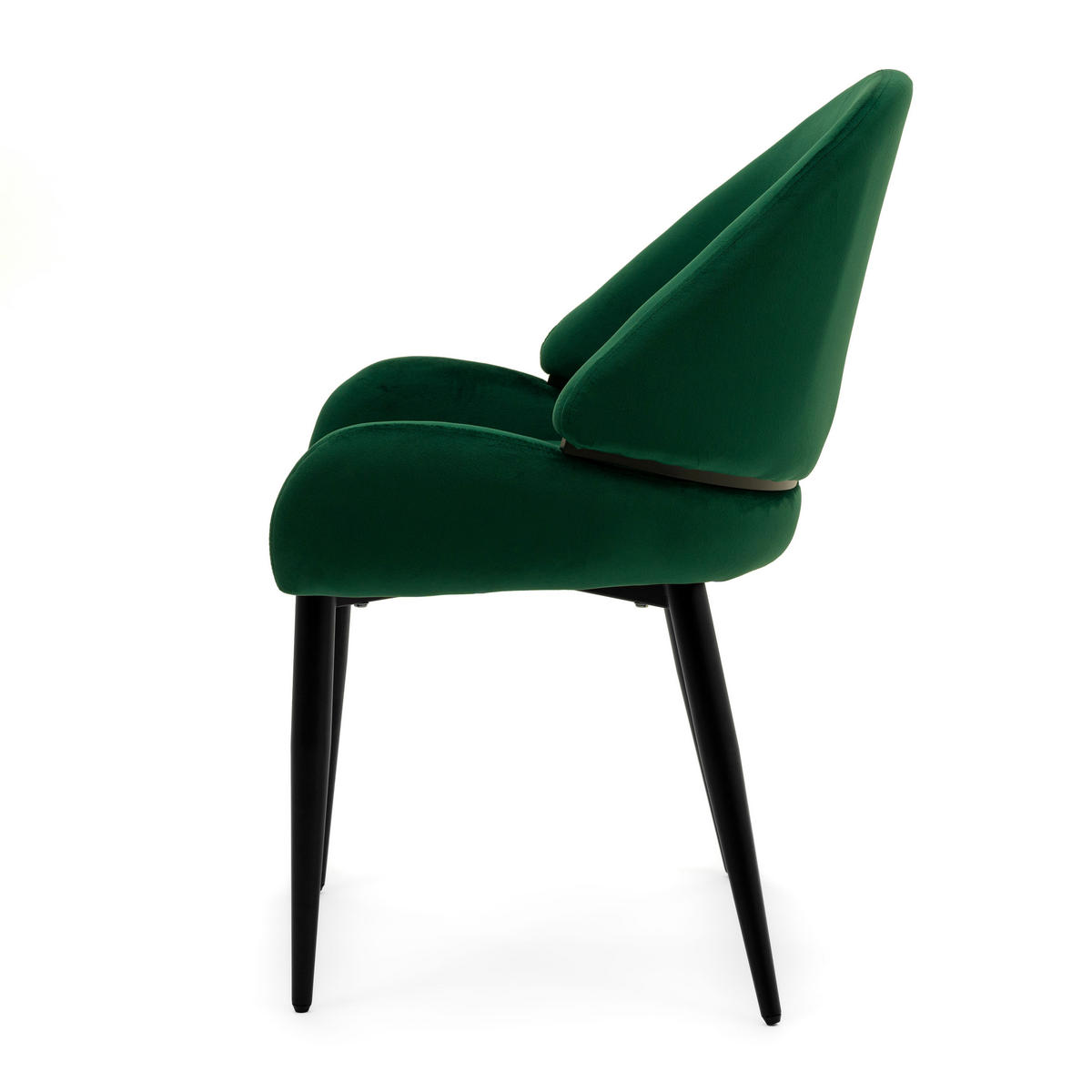 STUHL BERGAMO gepolsterter mit Steppung - grün - Samt Velour - Schwarz/Grün, Textil/Metall (56/91/61cm) - NEW HOME