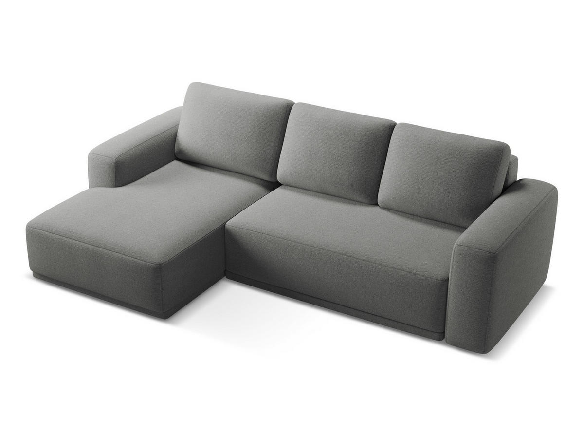 ECKSOFA mit Schlaffunktion Chenille Stoff Grau - Schieferfarben/Schwarz, Kunststoff/Textil (160/258cm) - Makamii