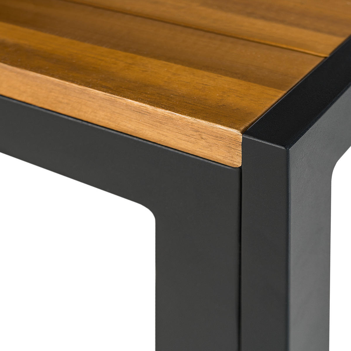 GARTENTISCH - Akazie massiv / Aluminium - Schwarz/Braun, Holz (90/150/73cm) - home24