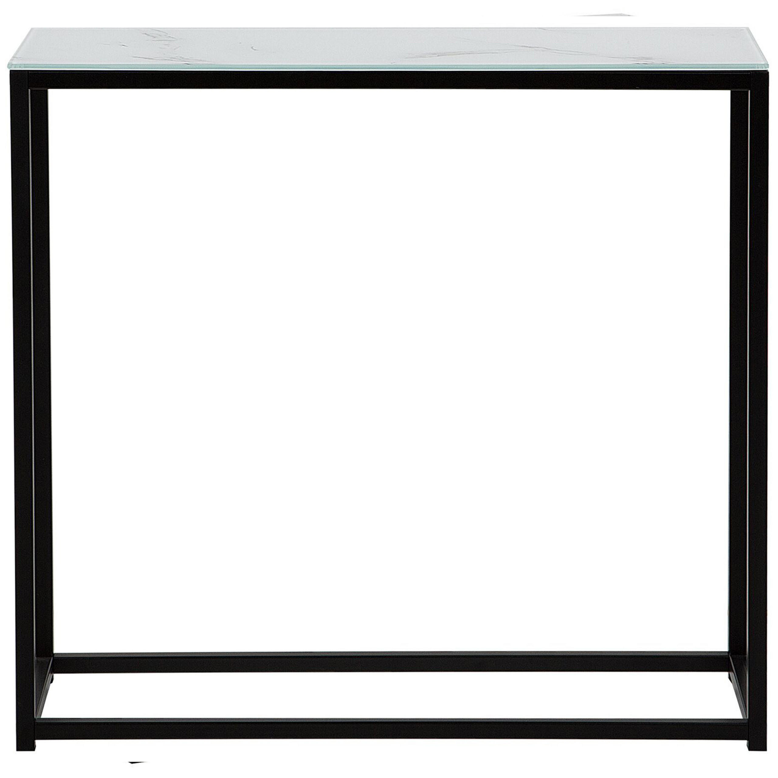 KONSOLENTISCH Marmor Optik weiß/schwarz Delano - Schwarz/Weiß, Glas (30/80/76cm) - Beliani