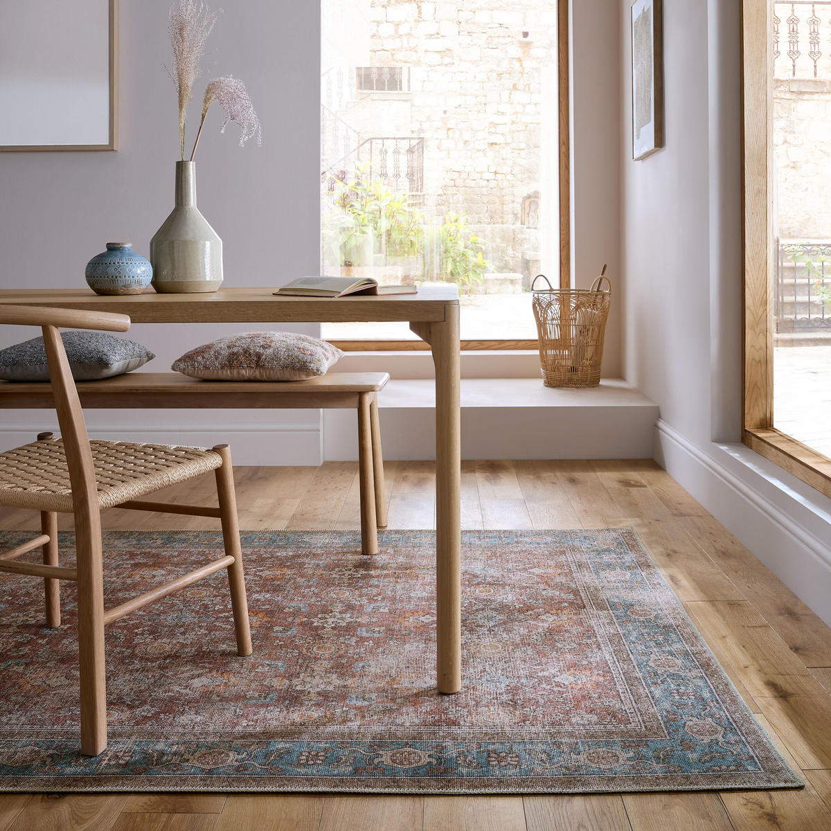 TEPPICH waschbar Vintage Floral Muster, Orientalisch, Wohnzimmer schmutzabweisend Rot Rechteckig 190x290 - Rot, Textil (190/290cm) - KADIMA DESIGN