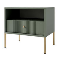 NACHTTISCH VIVALDI mit geriffelter Front - Grün, Holzwerkstoff (54/51/39cm) - Lookway