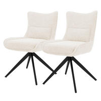 ESSZIMMERSTÜHLE 2er Set drehbar Küchenstühle gepolstert mit Webstoff-Bezug Beige - Beige/Schwarz, Textil/Metall (54/90/64cm) - ML-DESIGN