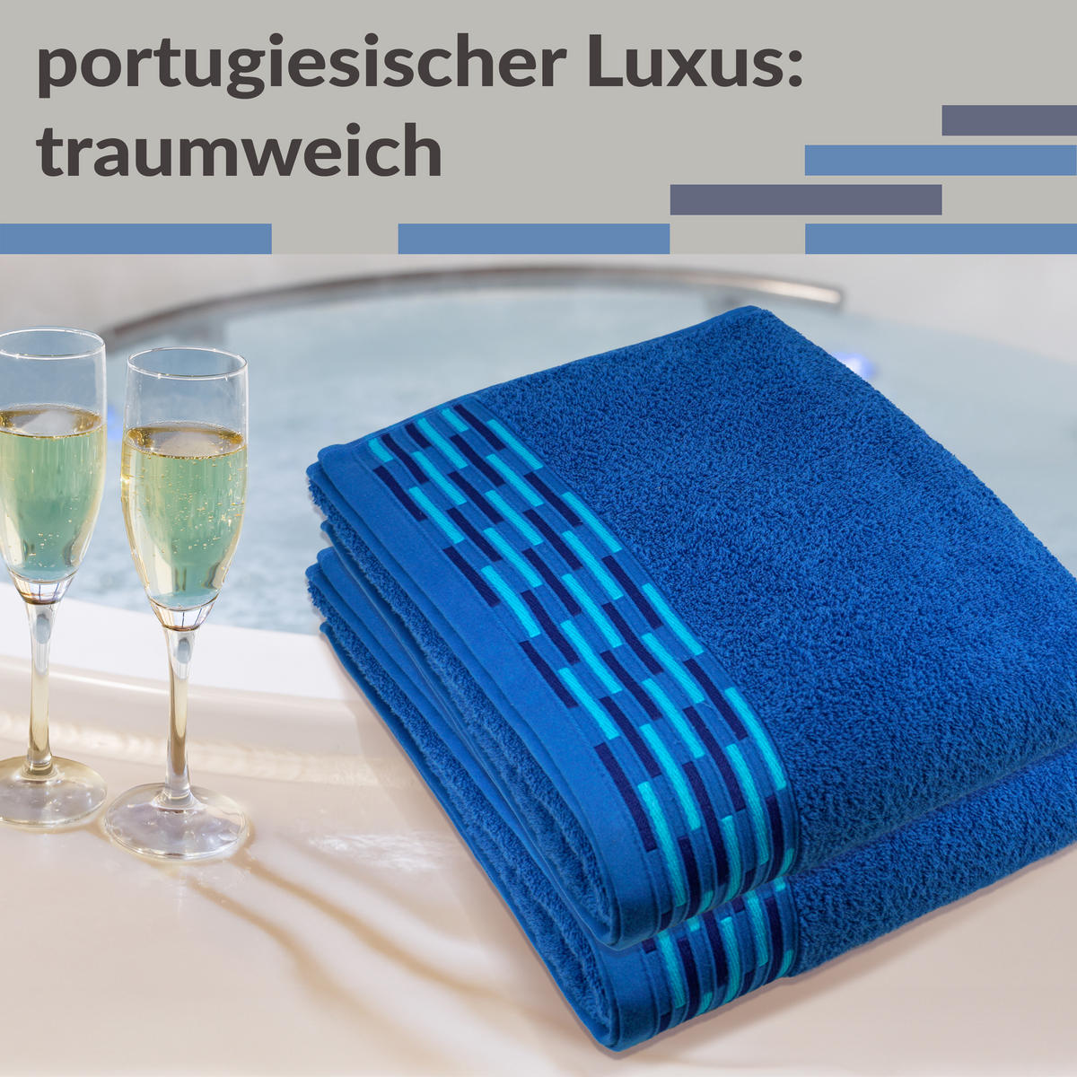 DUSCHTUCH Lugano Königsblau 2er 70x140 cm - Dunkelblau, Textil (70/140cm) - Lashuma