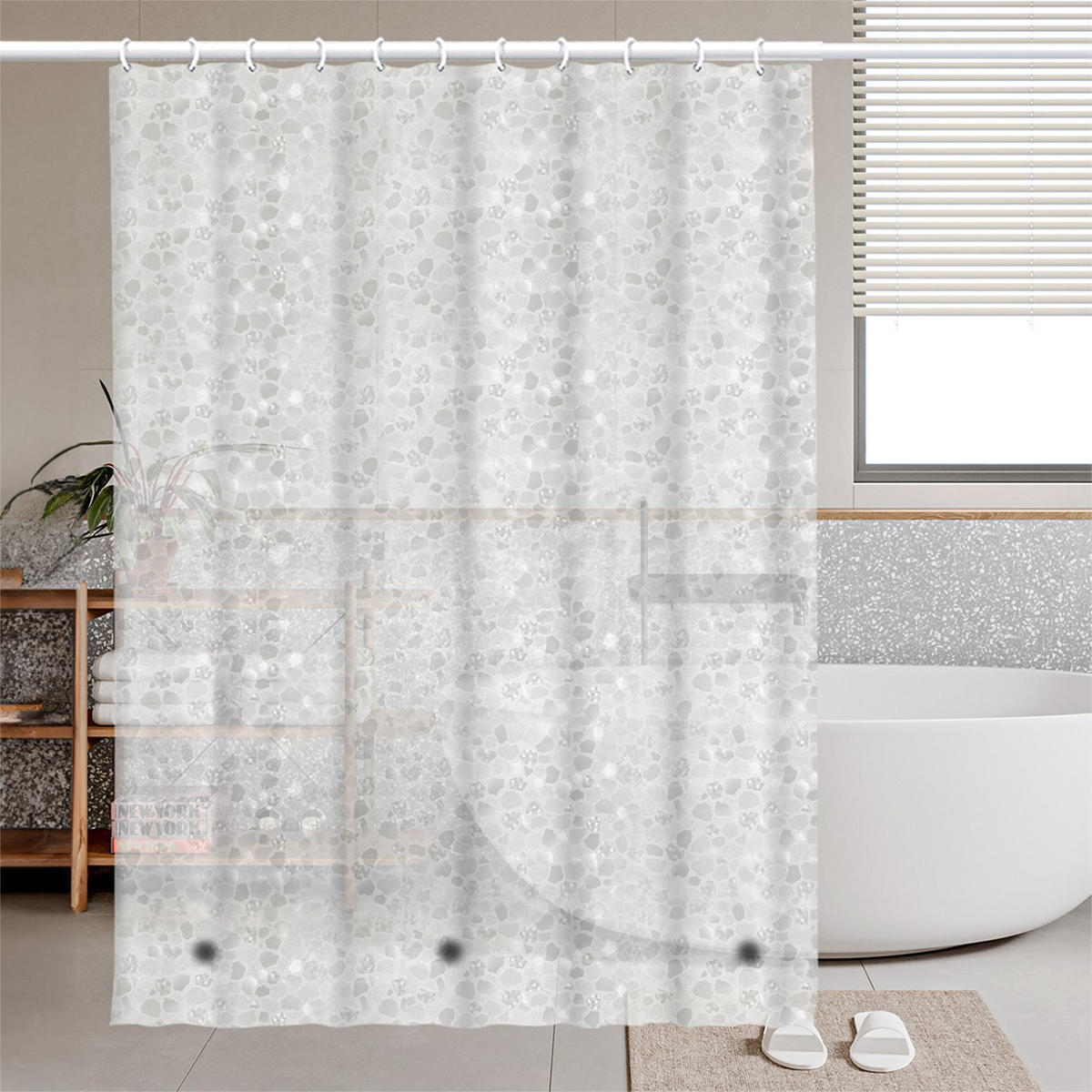 DUSCHVORHANG – Breite 180 x Höhe 200 cm – Inklusive 12 Haken - Klar, Kunststoff (180/200cm)