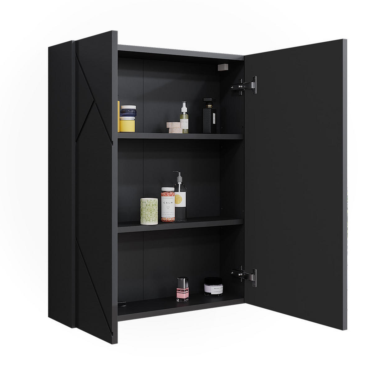 BADSPIEGELSCHRANK Irma Anthrazit/Anthrazit Hochglanz 60 x 75 cm - Anthrazit, Holzwerkstoff (60/75/17.2cm) - Vicco
