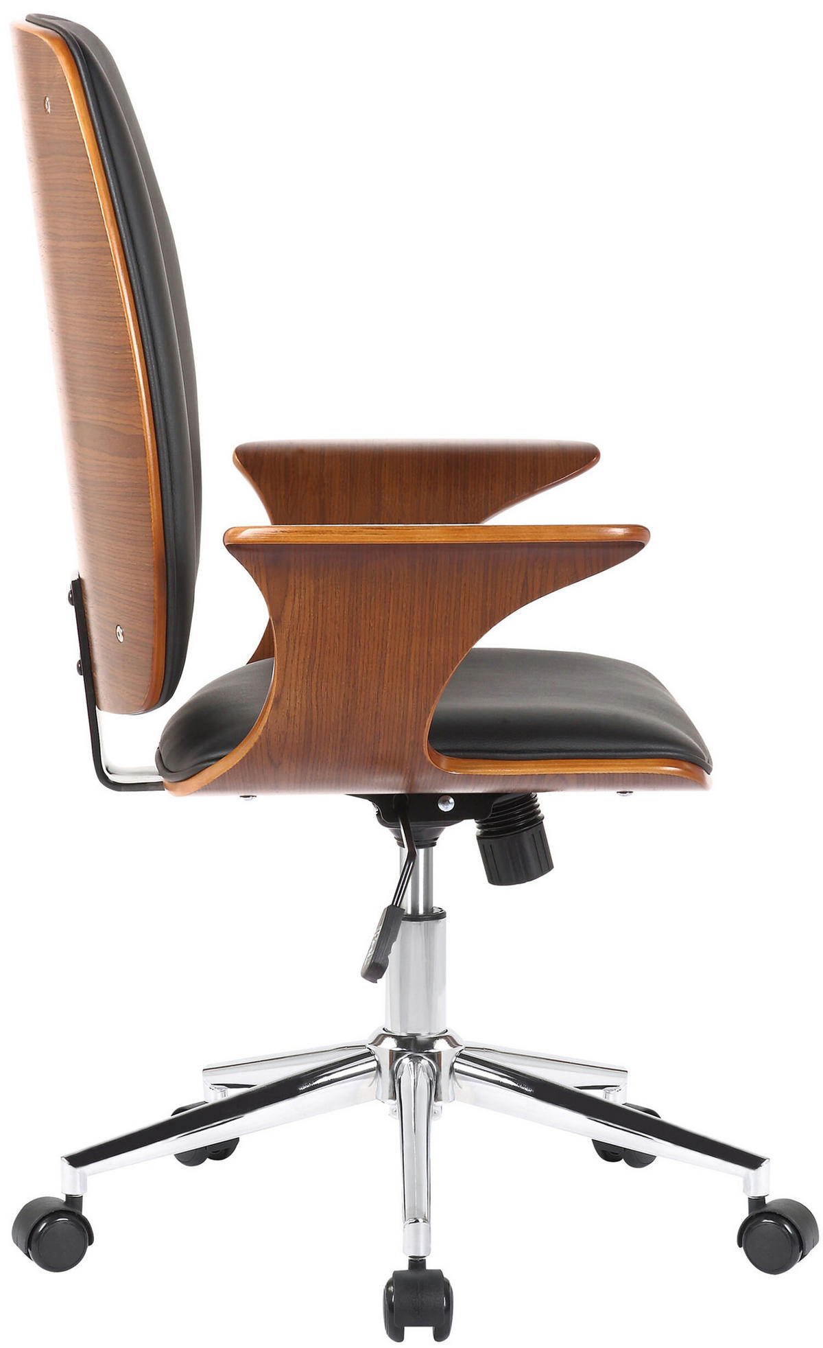 BÜROSTUHL Burton, Kunstleder Walnuss/Schwarz - Schwarz, Textil/Metall (67/101/68cm) - TPFLiving