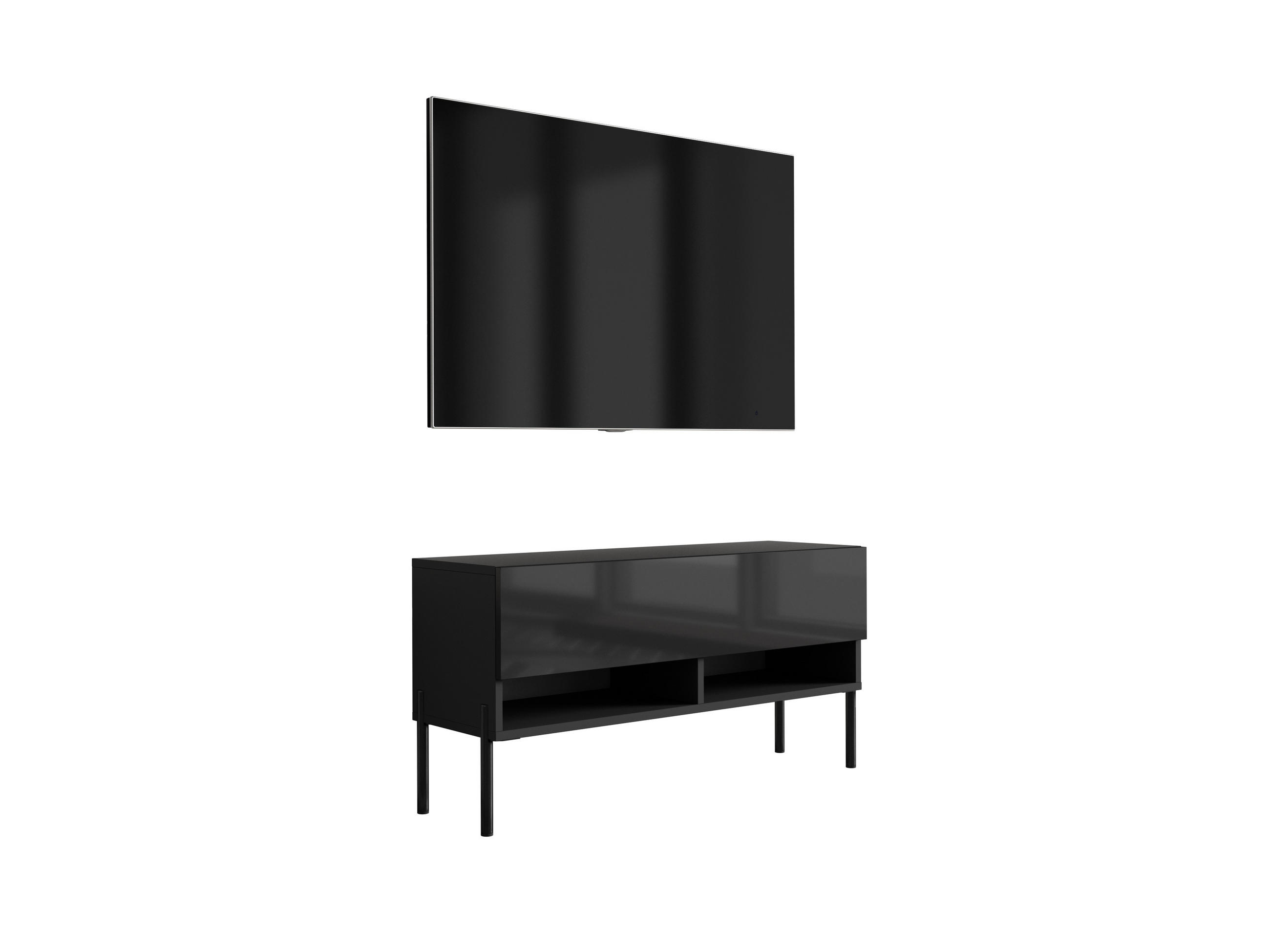 TV-LOWBOARD 100 cm Mattschwarz / Hochglanzschwarz, gerade schwarze Beine, 100 × 32 × 52 cm - Schwarz, Holzwerkstoff (100/52/32cm) - 3XE LIVING