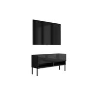 TV-LOWBOARD 100 cm Mattschwarz / Hochglanzschwarz, gerade schwarze Beine, 100 × 32 × 52 cm - Schwarz, Holzwerkstoff (100/52/32cm) - 3XE LIVING