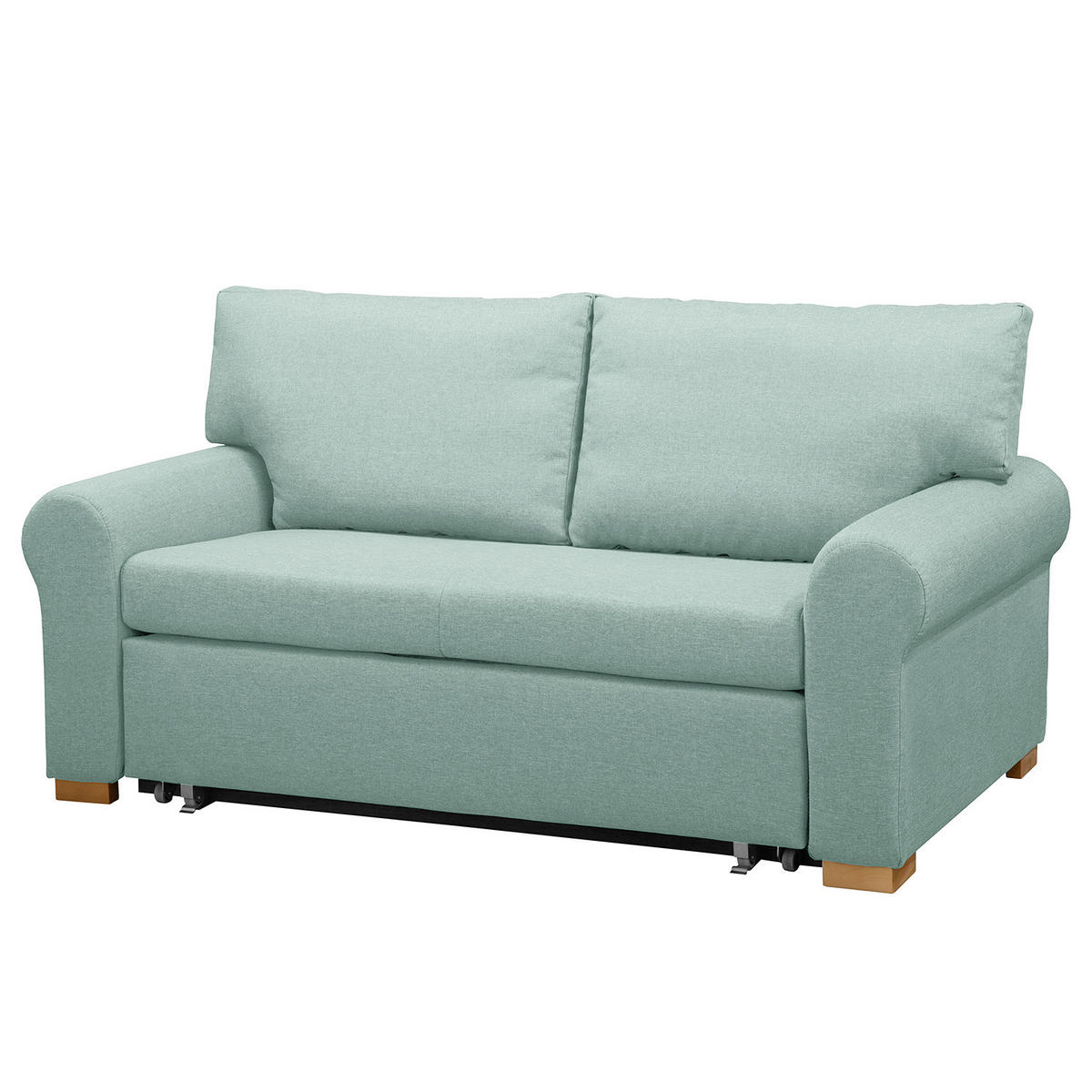 SCHLAFSOFA - Pastellblau/Transparent, Birkenholz/Textil (165/95/90cm) - home24