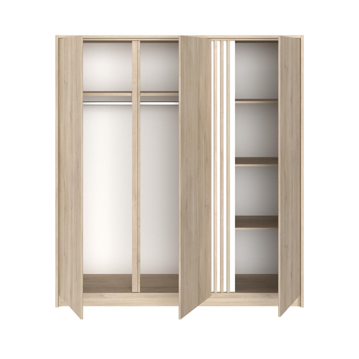 KLEIDERSCHRANK Escale 6 in Japanischer Eiche von Parisot - Braun, Holzwerkstoff (80/200/120cm)