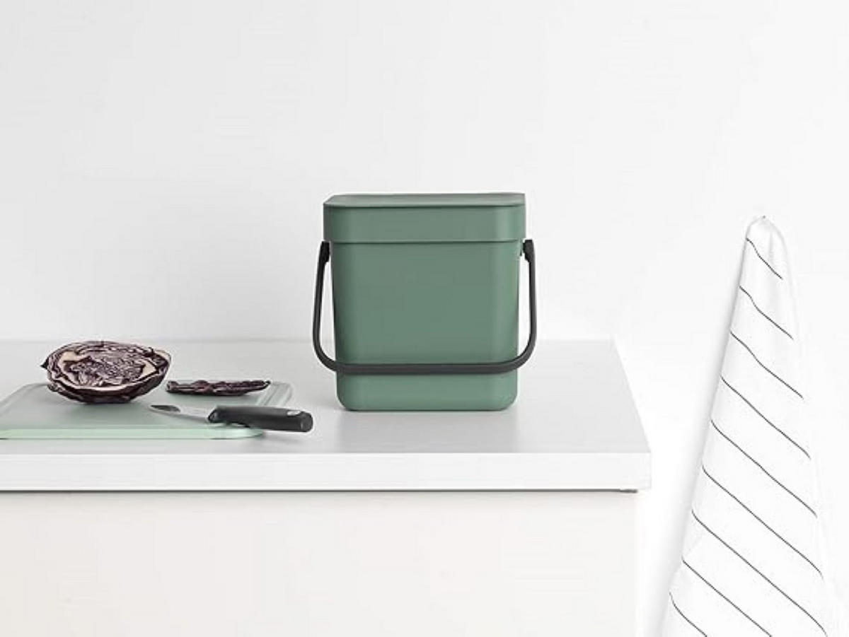 MÜLLEIMER Mit Stay Open Deckel 3 Liter 17,4 x 18,8 x 13,9 cm Kunststoff Dunkelgrün - Grün, Kunststoff (18.8/17.4/13.9cm) - PROREGAL